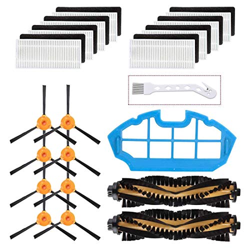 Mochenli Accesorios de Repuesto para Ecovacs DEEBOT N79 N79s Aspiradora robótica, 8 cepillos Laterales, 8 filtros, 2 cepillos Principales, 1 Kit de Piezas de Repuesto de Accesorios de Filtro primario