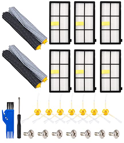 Kit Accesorios Recambios para iRobot Roomba Serie 800 900,Compatible con 895 890 880 990 980 976, Repuestos para Roomba Aspirador,2 Cepillos de Rodillos,6 Filtros,7 Cepillos Laterales 19PCS