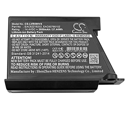 Batería de Robot Aspirador Compatible con LG VR5943,VR6140LV,VR6171LVM,VR62601LVM,VR6260LV,VR6260LVM,VR62701LVB,VR62701LVM,VR62701LVMB (Color : 2600mAh, Size : 14.4V)