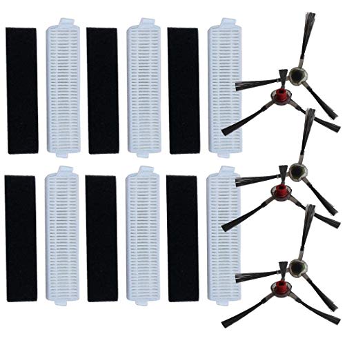 Piezas de repuesto de la aspiradora Filtros Esponjas Cepillos laterales Ajuste para Ecovacs DeeBot Slim 2 Piezas de aspiradora Piezas de limpieza Sweeper Filtro de limpieza Esponja Cepillo de reemplaz