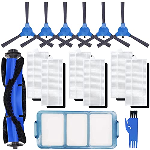 QAQGEAR Kit de Accesorios de Repuesto Piezas de Repuesto de aspiradora robótica para Eufy RoboVac 11S, 12, 15T, 15C, 25C, 30, 30C, 35C (6 filtros + 6 cepillos Laterales + 1 Cepillo Principal)