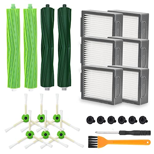 Accesorios para iRobot Roomba I7, Kit de Recambios para iRobot Roomba Series e/I, E5 E6 i7 i7+ i3 i3+ i4 i4+ i6 i6+ j7 j7+ i8 i8+, 2 par de Cepillos para Suelo,6 Filtro, 6 Cepillos Laterale