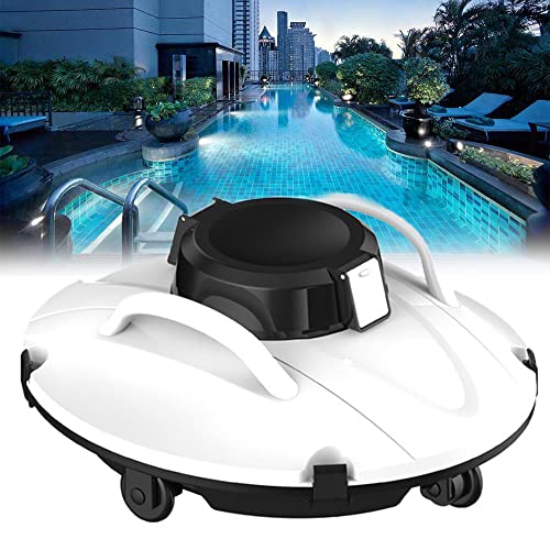 Limpiador de piscinas automático inalámbrico, limpiador de piscinas robótico Auto-Dock con 90 minutos de tiempo de funcionamiento, succión fuerte con motores duales, hasta 60 pies cuadrados White