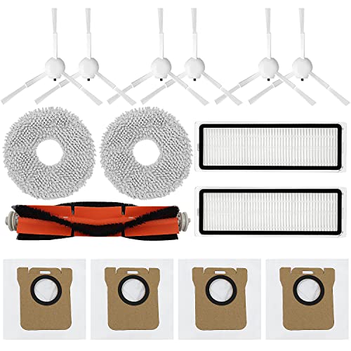 Fishoney 15 Piezas Accesorios compatibles con Dreame L10s Ultra L10 Ultra Robot Aspirador, 1 Cepillo Principal, 2 toallitas, 2 filtros, 6 cepillos Laterales, 4 Bolsas de aspiradora