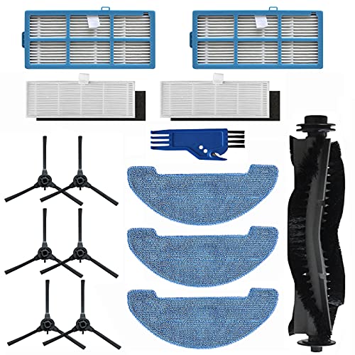 Tecasa 6 cepillos Laterales, 2 Juegos de filtros de Alto Rendimiento y filtros de Espuma, 2 filtros HEPA, 1 Cepillo de Rodillos, 3 Trapos, para Robot de aspiradora Bagotte BG600Max