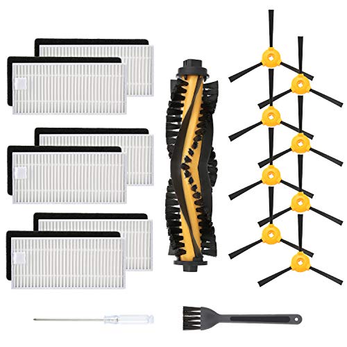 Cabiclean Kit de accesorios de repuesto compatibles con aspiradora robótica ECOVACS DEEBOT N79S, 1 cepillo principal + 6 filtros + 8 cepillos laterales