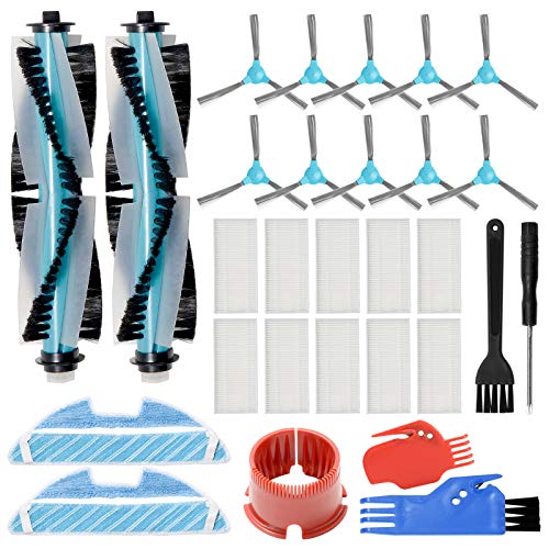 ZITFRI 29PCS Kit de Recambios para Cecotec Conga 1290 1390 Robot Aspirador Repuestos de 10 Filtros HEPA 10 Cepillos Lateral 2 Cepillos Principal 2 Mopas y Más Accesorios Cecotec Conga Serie 1290 1390