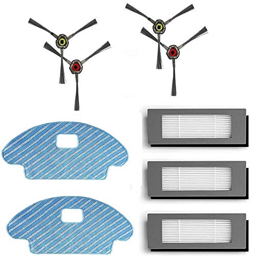 LongRong 4 cepillos laterales, 3 filtros, 2 paños para Ecovacs Deebot OZMO 610 Robot aspirador