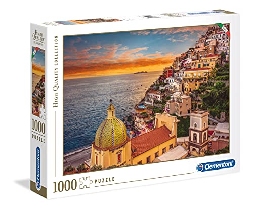 Clementoni - Puzzle 1000 piezas paisaje Positano, Puzzle adulto paisaje Italia (39451)