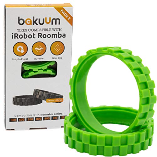 BAKUUM Pack neumaticos ruedas para iRobot Roomba Series 500 600 700 800 900 i7 e5 s9, gama completa de todas las series. Antideslizante, evita ruidos, para todo tipo de suelos (Verde)