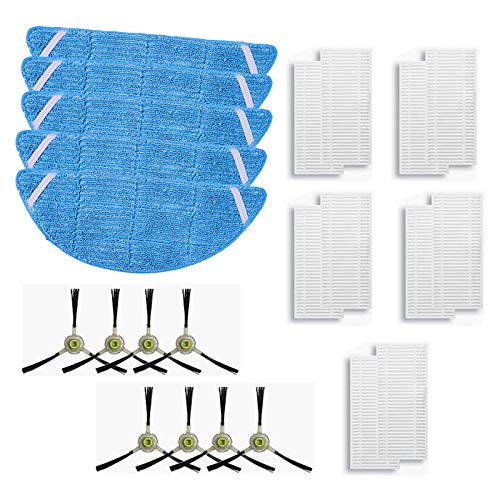 GYing Kit de accesorios para fregona Lefant 8 cepillos laterales, 10 filtros Hepa, 5 fregona, T700 M501-A/M501-B/M520 M301, pieza de repuesto para aspiradora robótica