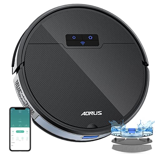 aonus S8 Robot Aspirador y Fregasuelos, 3000Pa Succión Fuerte, WiFi/App/Alexa, Banda Magnética,Silencioso, Autonomía de 120Min, Ideal para Pelo de Mascotas Piso Alfombra