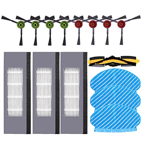 KEEPOW 15 Juego de Repuesto Recambios para Ecovacs Deebot Ozmo 950 920 N8 yeedi 2 Robot Aspirador Híbrido (1 Cepillo Principal + 3 Filtros + 8 Cepillo Lateral + 3 Microfibra)