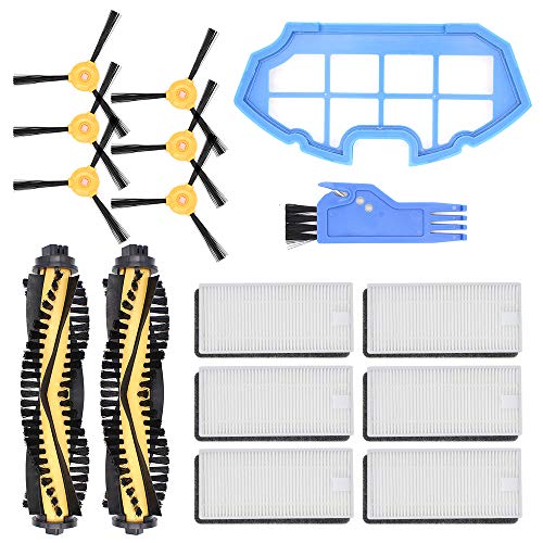 DingGreat Kit de Recambios de Accesorios para Aspiradora Ecovacs Deebot N79 N79S, Paquete de 2 cepillos Principales, 6 filtros, 6 cepillos Laterales, 1 Filtro primario,1 Cepillo de Limpieza