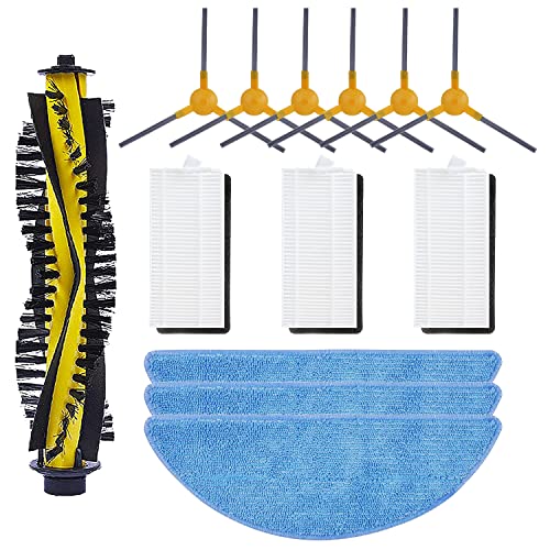 MIRTUX Pack de repuestos compatible con IKOHS NETBOT S15 S 15. Kit con filtros, cepillos laterales, cepillo central y mopas. Recambio aspiradora robot IKOHS Netbot