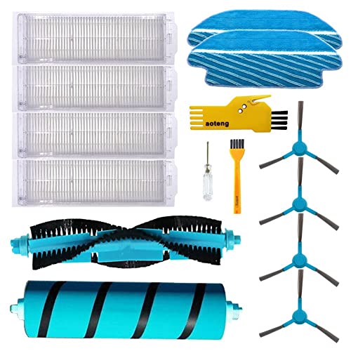 aotengou Kit de accesorios de repuesto para aspiradora robot Cecotec Conga 3490 3790 3590 3390 3290 3690 12 paquetes con 2 cepillos principales y 4 filtros y 4 cepillos laterales y 2 trapeadores