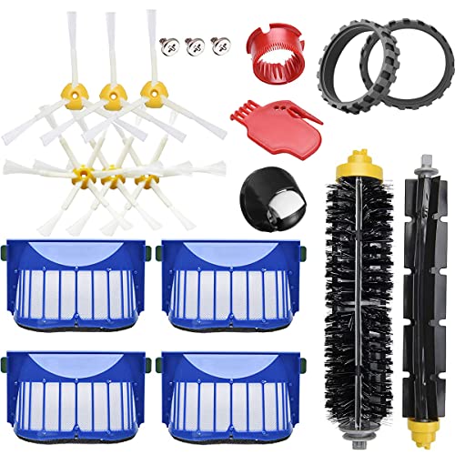 QAQGEAR 14 Piezas de Repuesto para iRobot Roomba 605 606 615 616 620 621 625 630 631 650 653 655 660 670 671 676 680 690 691, Accesorios para neumáticos de Rueda, Filtro de Cepillo de Rodillo