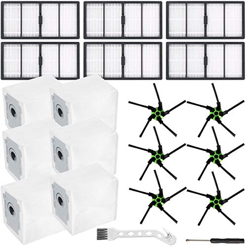 QAQGEAR Accesorios de repuesto para iRobot Roomba s9 (9150) s9 + s9 Plus (9550) S Series Robot aspirador con conexión Wi-Fi, 6 filtros, 6 cepillos laterales, 6 bolsas para el polvo