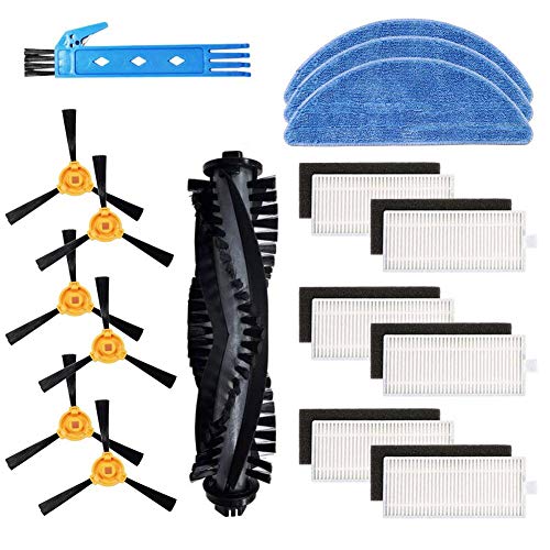 BSDY YQWRFEWYT - Kit de accesorios de repuesto para aspiradora Robot Ecovacs Deebot 605 Material Premium Paquete familia de 1 cepillo principal + 6 filtros + 6 cepillos laterales + 3 mopa