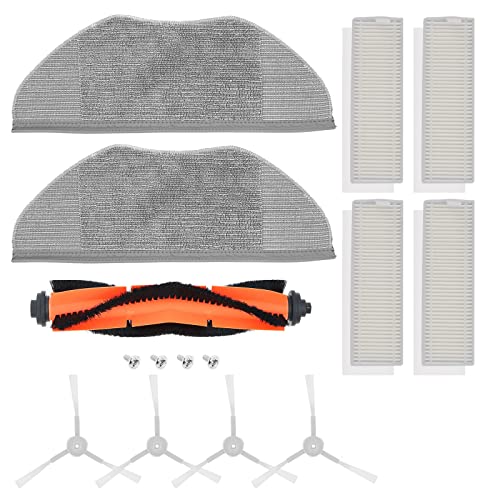 DingGreat Kit de Recambio para Xiaomi Mijia G1 Robot Aspirador, Paquete de Accesorios de 1 Cepillo Principal, 4 Filtros, 4 Cepillos Laterales, 2 Paño de Fregona, 4 Tornillos, 1 Cepillo de Limpieza