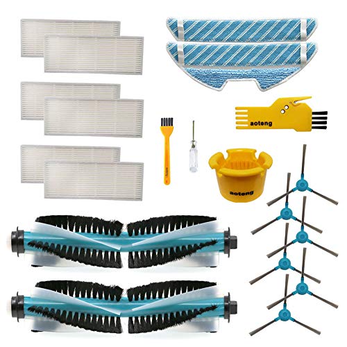 Accesorios para Cecotec Conga 1390 1290 Robot Aspirador Repuestos Paquete de 2 cepillos principales, 6 filtros Hepa, 6 cepillos laterales, 2 trapos de limpieza, 2 herramientas de limpieza