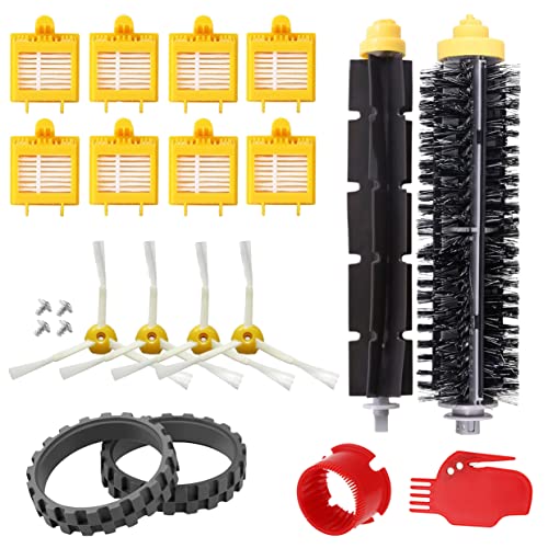 MIRTUX Kit de recambios con neumáticos compatible con Roomba 700. Pack de repuestos de Serie 7. Reemplazo de cepillos, filtros, neumáticos para 720, 730, 750, 760, 765, 770, 772, 776, 780, 785, 790