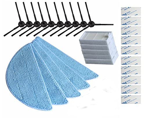 Consumible accesorios piezas de repuesto 10PCS Side cepillo filtro HEPA + 5pcs + 5pcs gamuza de fregona + 10pcs Magic pasta para iLife V3S V3S Pro, V5, V5s V5S Pro Robot aspirador