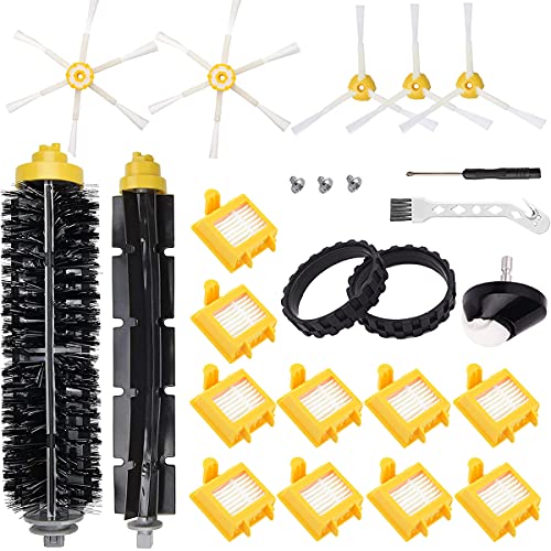 QAQGEAR Kit de Piezas de Repuesto para iRobot Roomba 700 Series 760770780790 Robot Aspirador, con filtros, Cepillo Principal, Rueda giratoria, Superficie de neumáticos