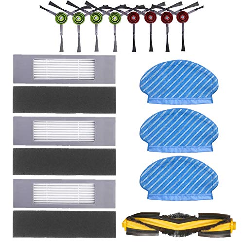 Filtrar Cepillo Paño Piezas de Repuesto Accesorios Conjunto Compatibles con Aspirador Robot Ecovacs Deebot OZMO 950 OZMO 920 (15 Piezas)