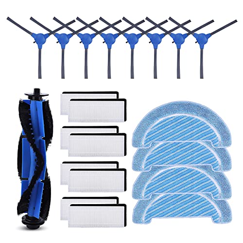 KEEPOW 21 Kit Accesorios de Recambio para Cecotec Conga 1090 1790 Robot Aspirador Repuesto, 1 Cepillo Principal 8 Filtros Hepa 8 Cepillos Laterales 4 Mopas