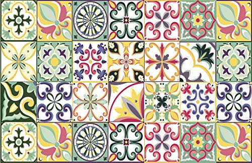 Vilber, Alfombra Vinilo, Baldosas, Azulejos, Pasillo, Cocina, hogar. Multicolor. Diferentes tamaños. Medida: 78x120 cm. Coimbra 01.